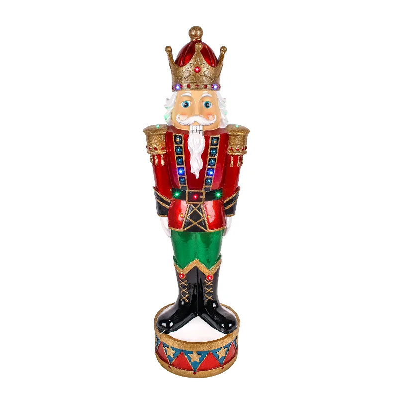 36 in. Pre-Lit Nutcracker Christmas Decoration with Multicolor LED Lights with Hand Painted Details