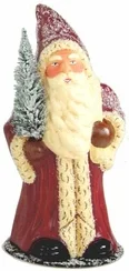 Old Red Santa Paper Mache Candy Container by Ino Schaller