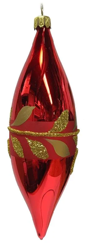 Golden Leaves Olive, red by Glas Bartholmes