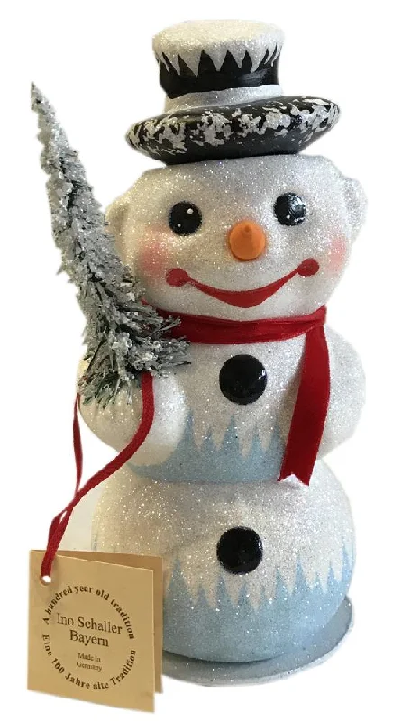 One of a Kind Snowman, Paper Mache Candy Container by Ino Schaller