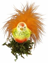 Orange Fluff Bird Ornament by Inge Glas of Germany