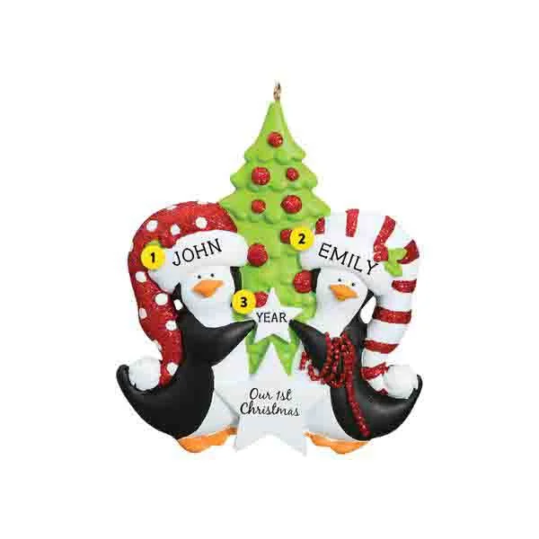 Personalized Our 1st Christmas Penguin with Tree Ornament