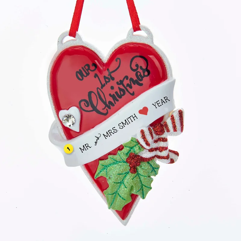 Personalized Our First Christmas Heart Ornament