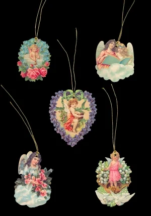 Package of 5 Angel and Flower Victorian Style Scrap Gift Tags by Ernst Freihoff Papierwaren