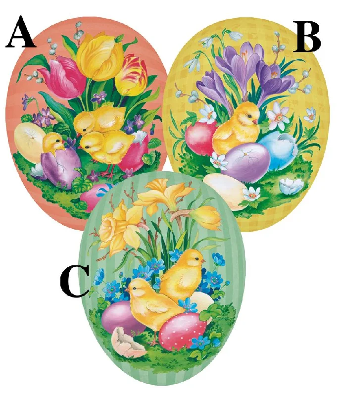 Peach Spring Awakening 15cm Decoupage Cardboard German Fillable Easter Egg by Nestler GmbH