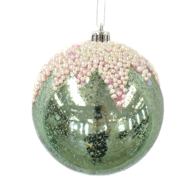 Pearl Icing Ornament Ball 4" in Aqua | XJC22