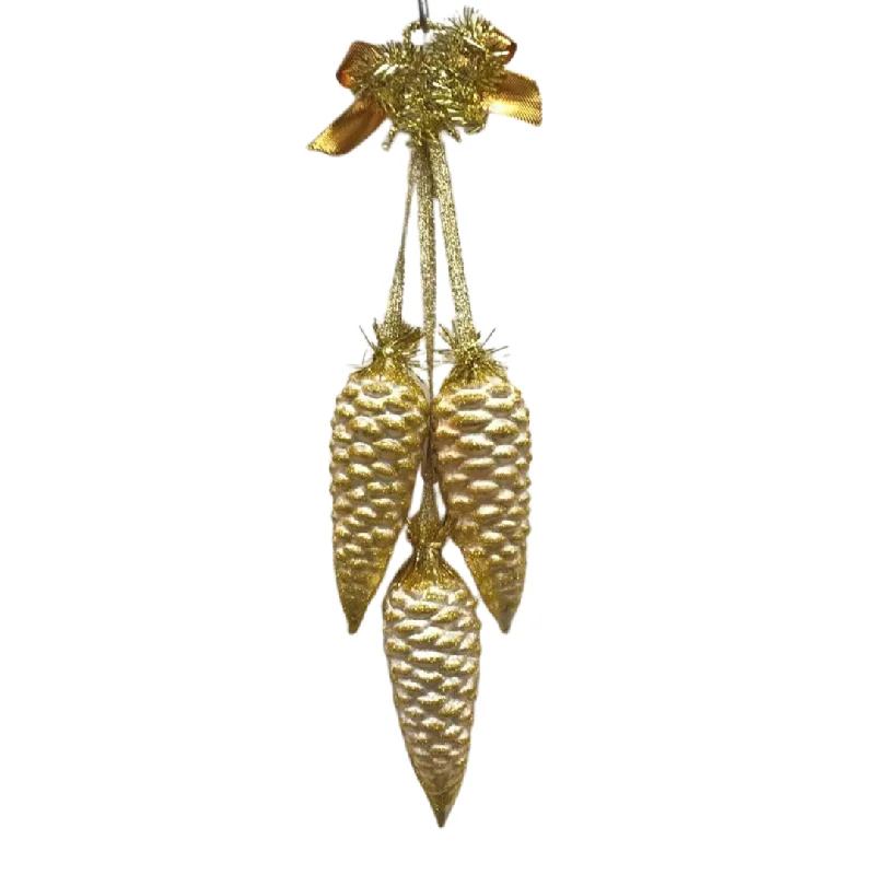 Pinecone, Triple Tied Ornament, gold by Glas Bartholmes