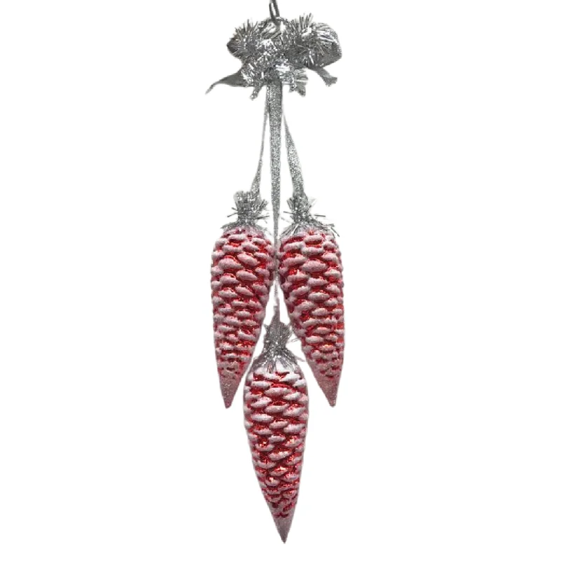 Pinecone, Triple Tied Ornament, red by Glas Bartholmes