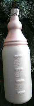 Pink Baby Bottle Ornament by Hausdorfer Glas Manufaktur