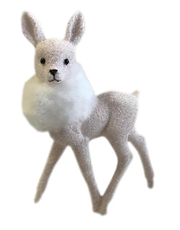 Deer, soft pink glittered with fur boa, Plastic Figure by Ino Schaller