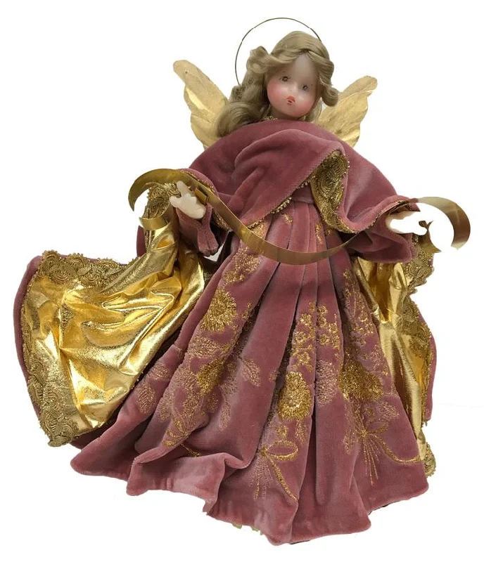 Pink Embroidered Fabric Wax Angel by Margarete and Leonore Leidel in Iffeldorf