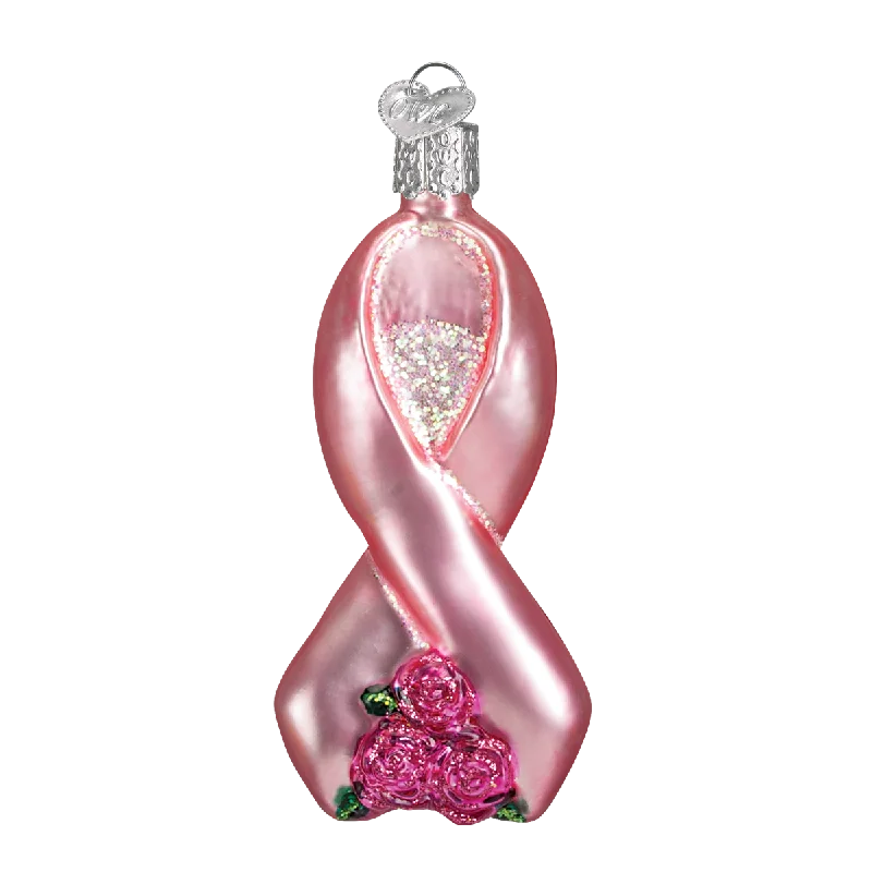 Pink Ribbon with Roses Ornament - Old World Christmas