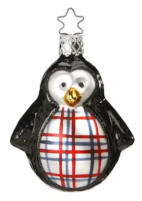 Plaid Penguin Ornament by Inge Glas of Germany