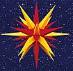 Plastic Moravian Star yellowith red, Indoor/Outdoor