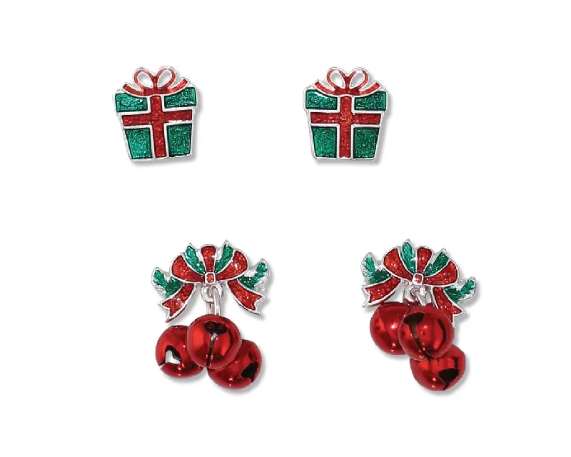 Present and Jingle Bell Duo - Post Earrings