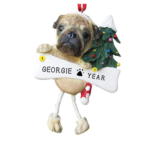 Personalized Pug Dog Ornament