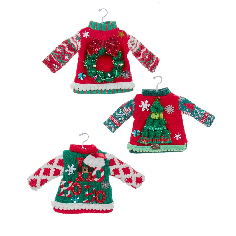 Red and Green Ugly Sweater Ornament