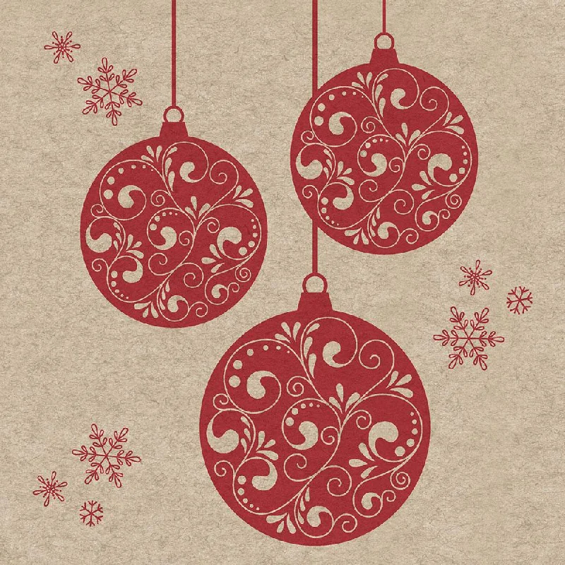 Red Bauble Paper Luncheon Size Paper Napkins