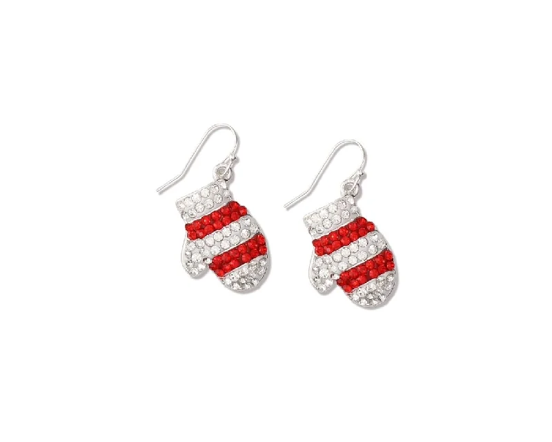 Red Crystal Mittens - Earrings