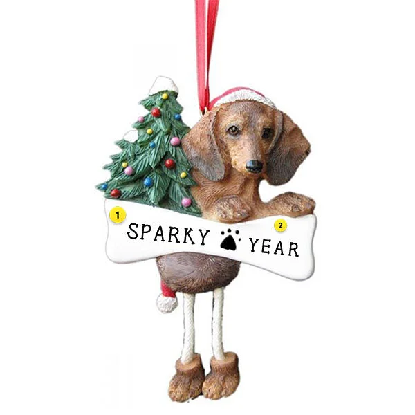 Personalized Dachshund Dog Ornament - Red