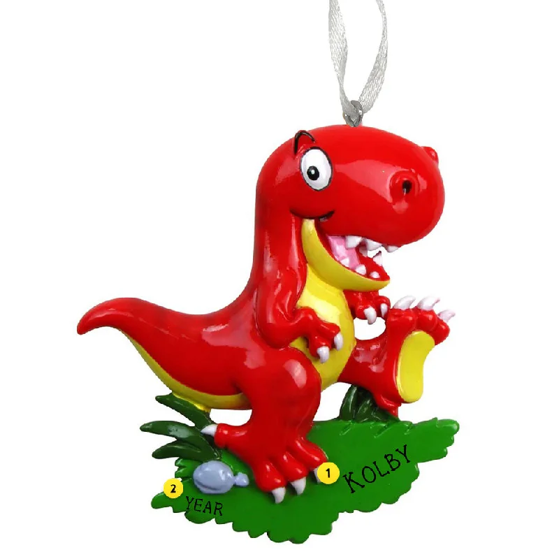 Personalized Dinosaur-T-Rex Ornament- Red