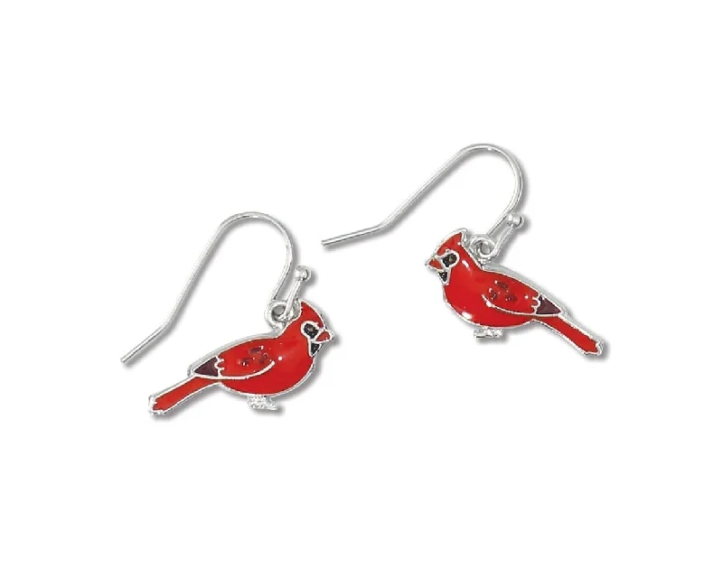 Red Enamel Cardinals - Earrings