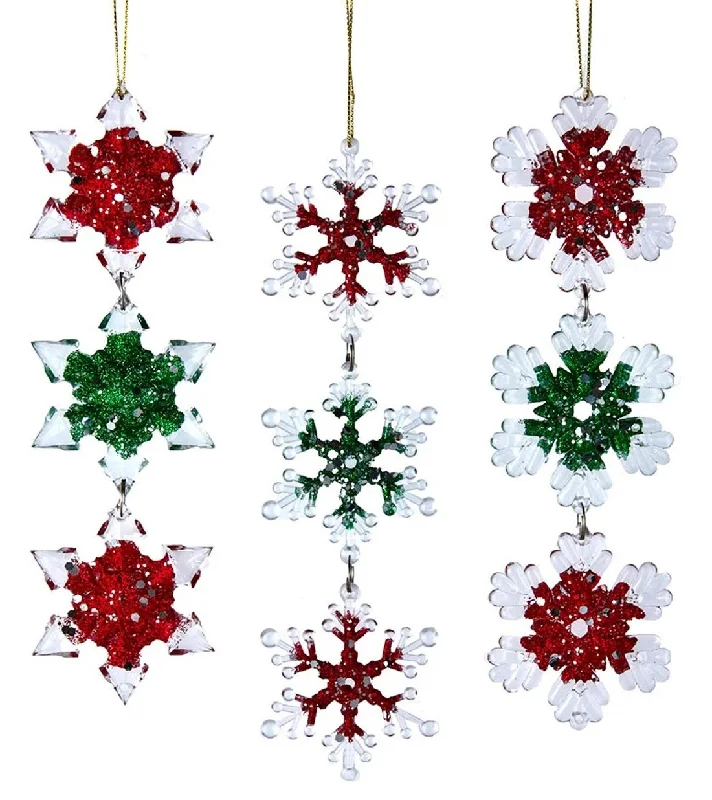 8.2" Red, Green & Clear Snowflake Icicle Ornament