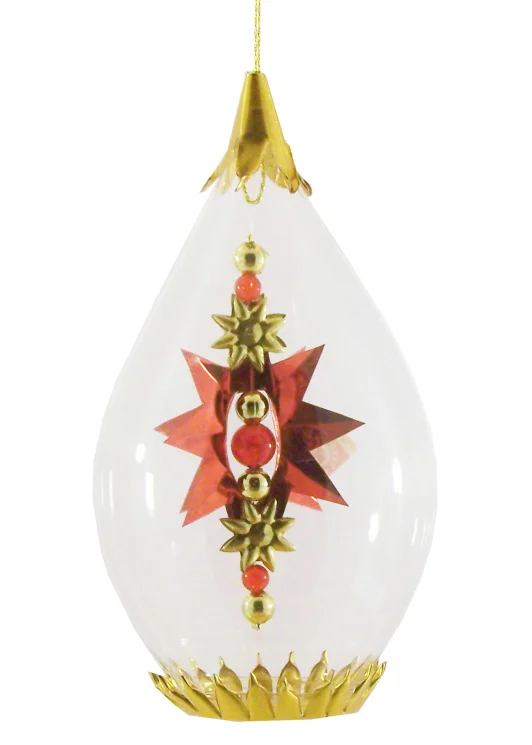 Star Teardrop Ornament, red by Resl Lenz