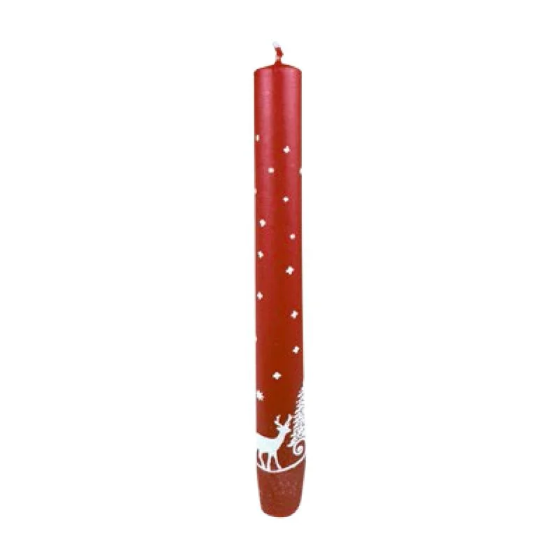 Reindeer Taper Candle, Red by EWA Kerzen