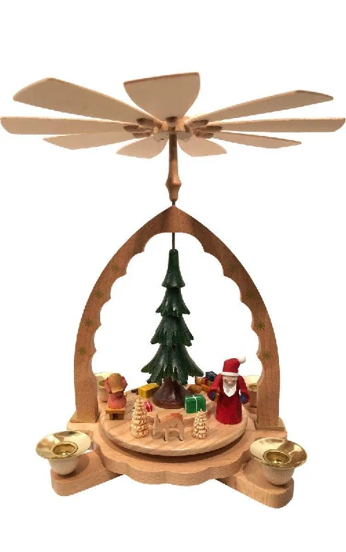 Richard Glaesser German Candle Holder Pyramid with Christmas Tree and Santa Christmas Decoration