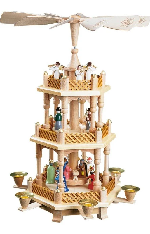 Richard Glaesser German Candle Holder Three-Tier Pyramid Nativity Scene Christmas Decoration