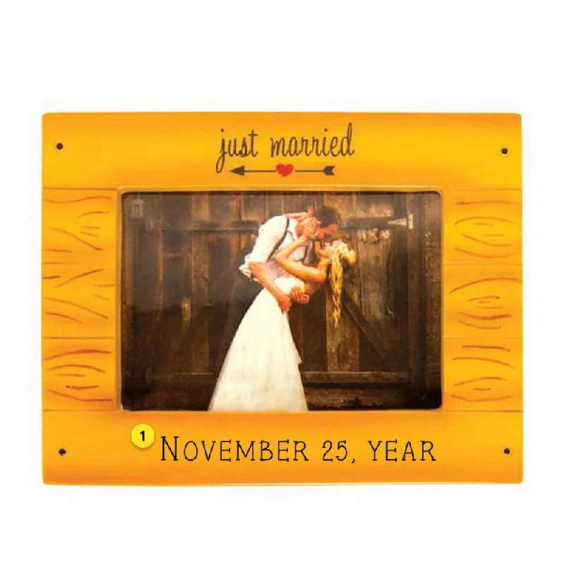 Personalized Rustic Wedding Photo Frame Ornament