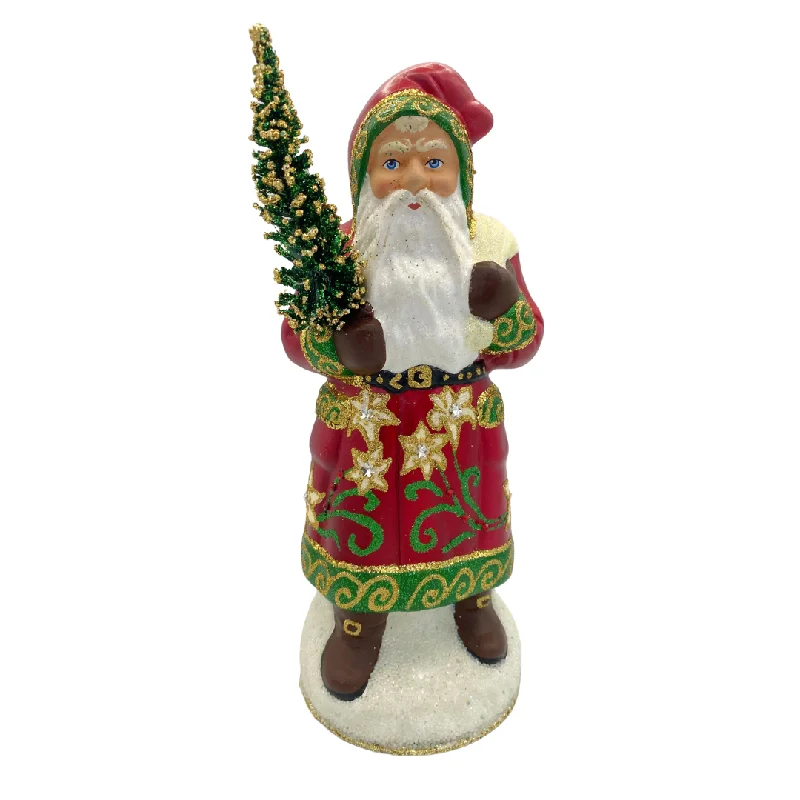 One-of-a-Kind Red with Edelweiss Decor Santa by Ino Schaller