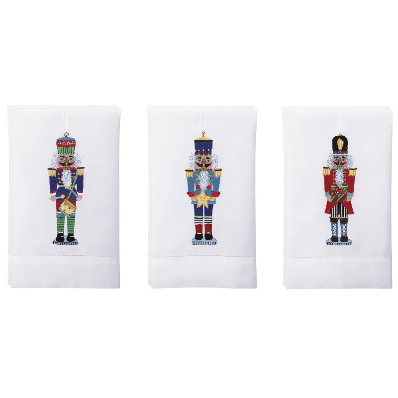 Set of 12 Nutcracker Embroidered Hand Towels