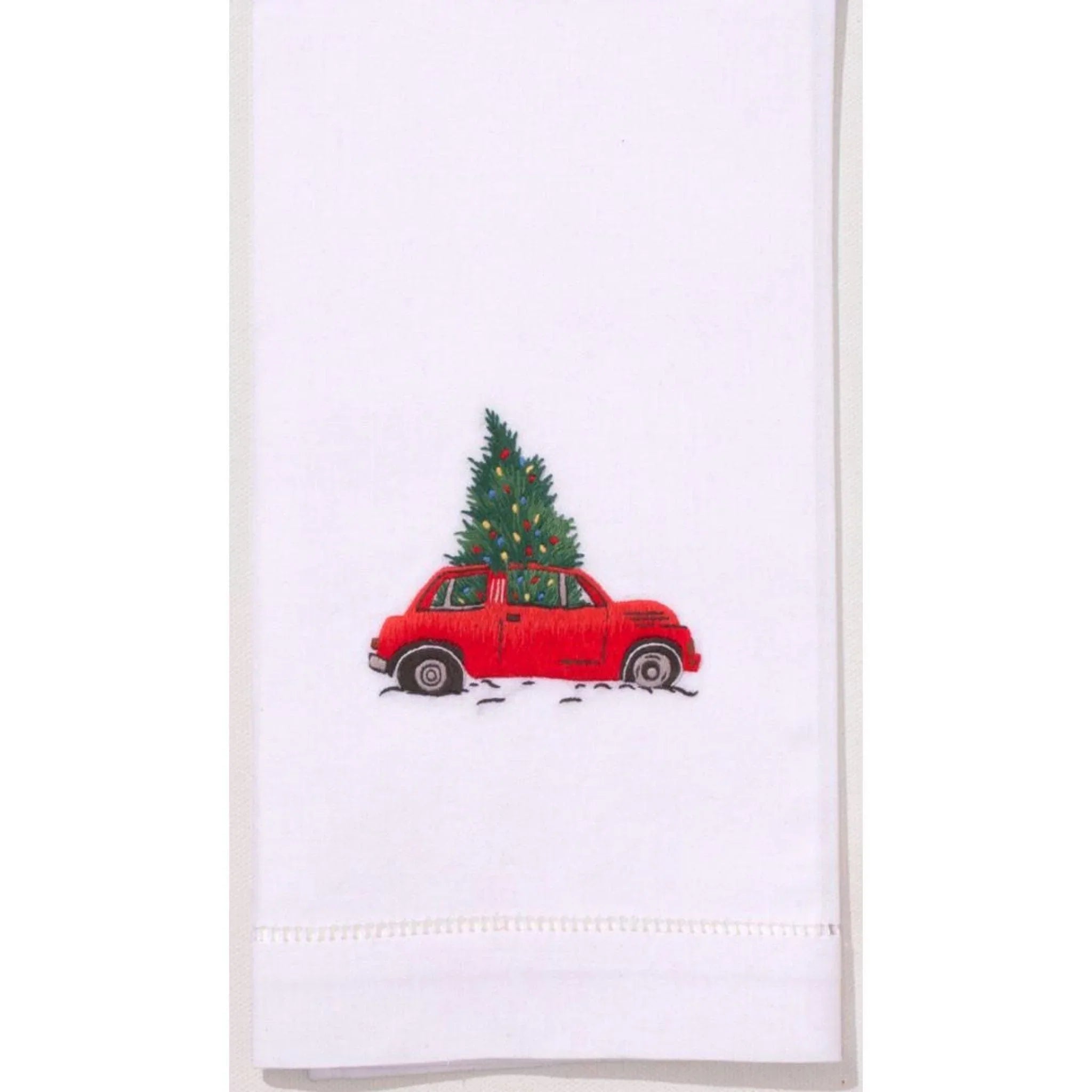 Christmas Tree Car Embroidered Holiday Hand Towels