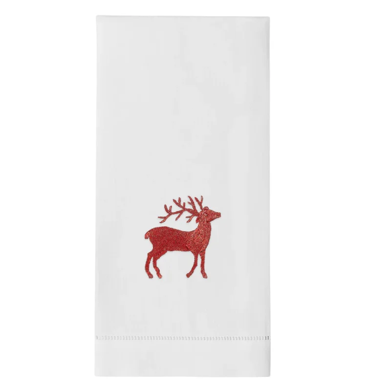 Red Reindeer Christmas Hand Towels