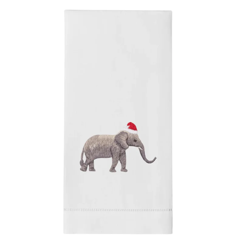 Santa Hat Elephant Christmas Hand Towels