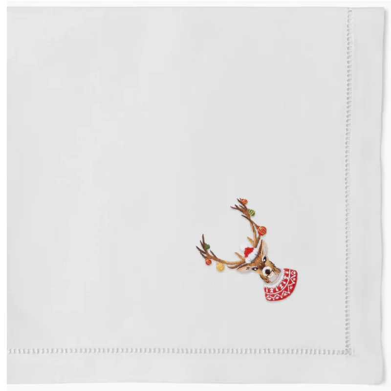 White Cotton Ornament Antlers Dinner Napkins