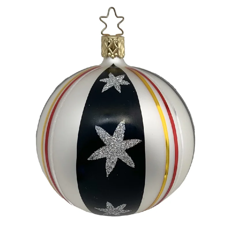 Silver, Black, and Red Royal Stars and Stripes Ball by Inge Glas of Germany