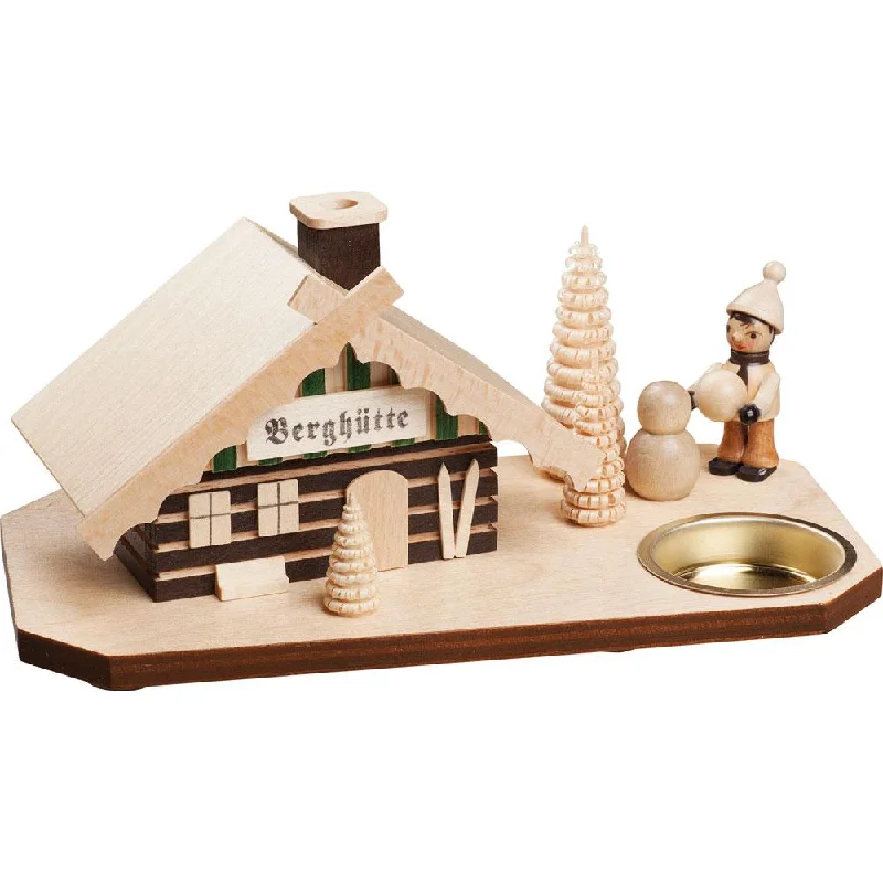 Ski Hut Smokehouse and Tealight with Snowman by Taulin