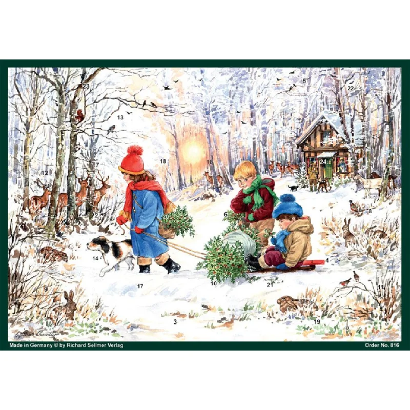 Sled in Woods Advent Calendar by Richard Sellmer Verlag