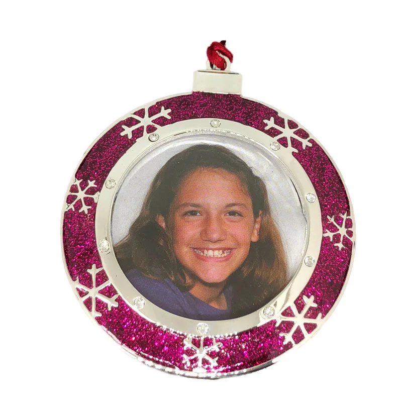 Snowflake Picture Frame Ornament - Pink