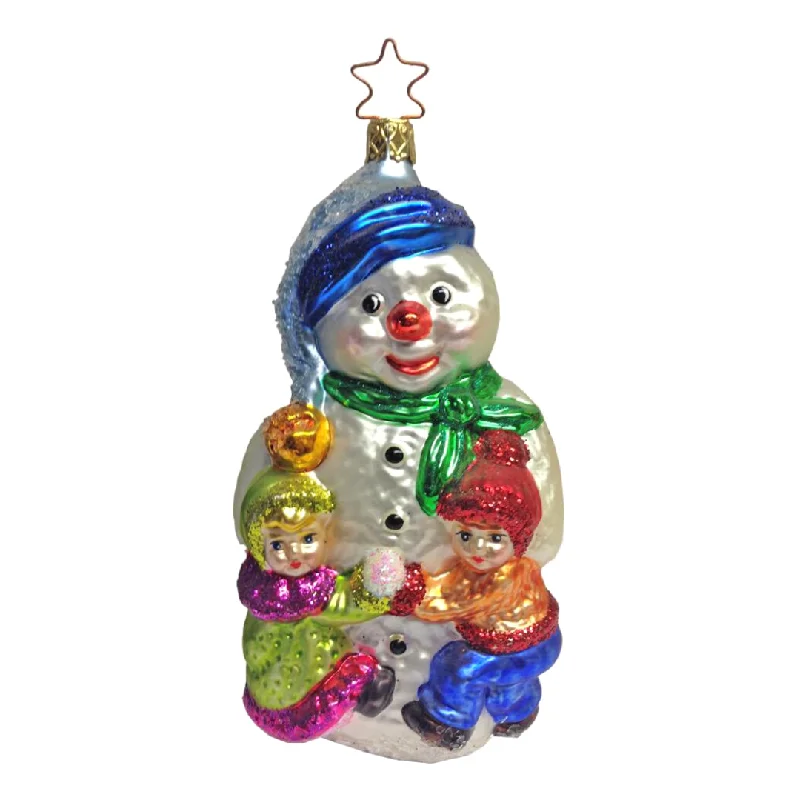 Snowman with Children Ornament by Inge Glas of Germany