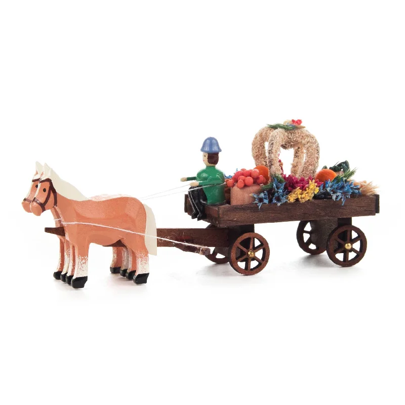 Miniature Horse-Drawn Cart with Spring Flowers by Holzwarenfabrikation Joachim Hoyer