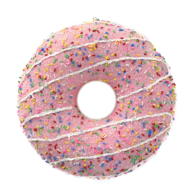 Sprinkle Covered Donut Ornament 5.75" in Pink | YK