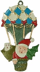 St. Nikolaus in Balloon, Painted on Both Sides Pewter Ornament by Kuehn Pewter