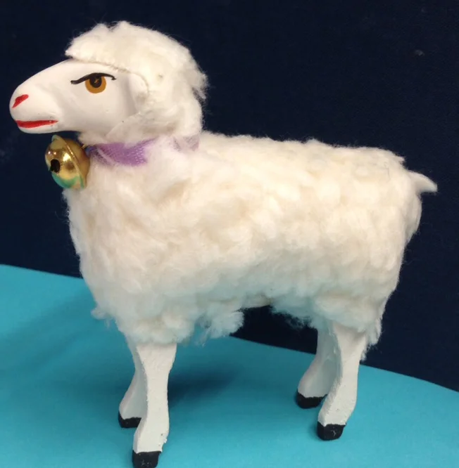 Standing Sheep Paper Mache Figurine by Ino Schaller