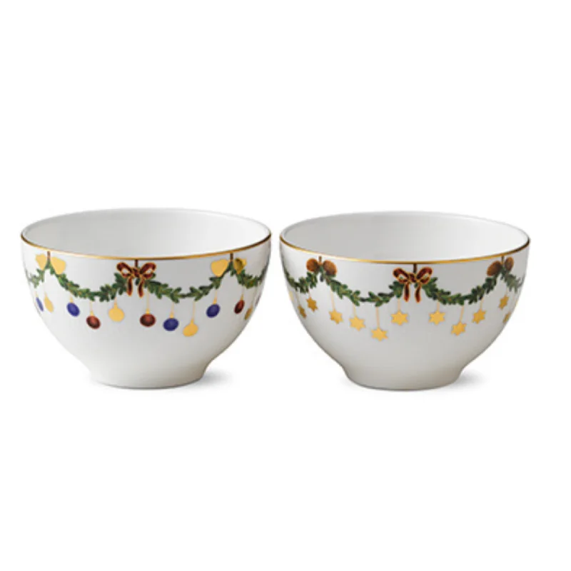 Star Fluted Christmas Bowl 30CL, 2 pieces