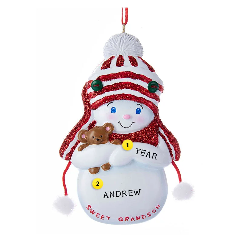 Personalized Sweet Grandson Snowboy Ornament