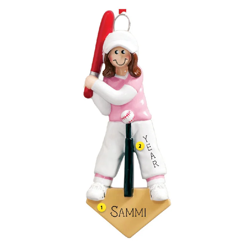 Personalized Baseball T-Ball Girl Ornament